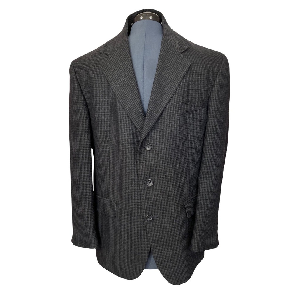 Vintage OSCAR DE LA RENTA Sport Coat Men's 42 Short Grey Houndstooth 100% Wool